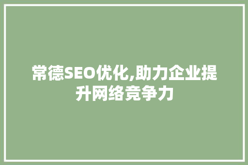 常德SEO优化,助力企业提升网络竞争力