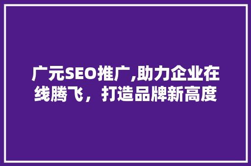 广元SEO推广,助力企业在线腾飞，打造品牌新高度