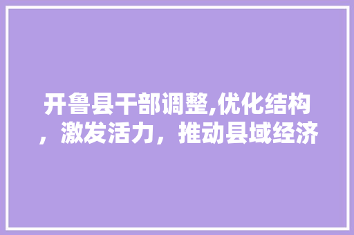 开鲁县干部调整,优化结构，激发活力，推动县域经济高质量发展