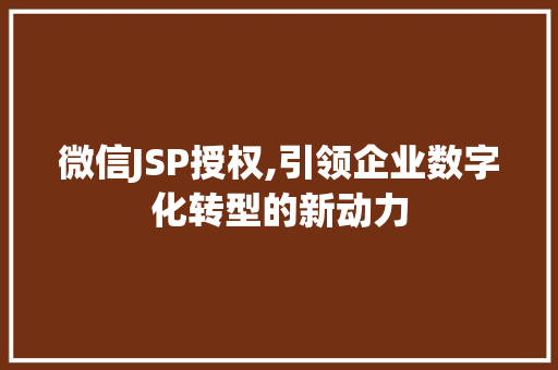 微信JSP授权,引领企业数字化转型的新动力