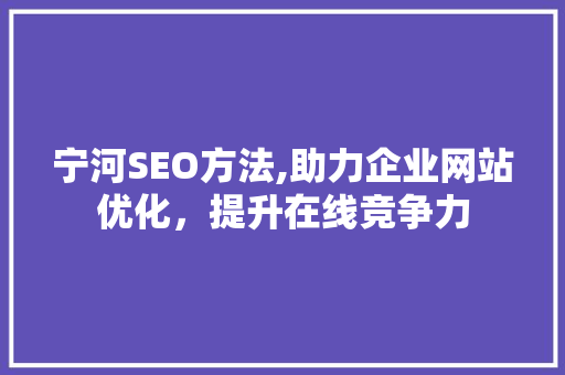 宁河SEO方法,助力企业网站优化，提升在线竞争力 宁河SEO方法,助力企业网站优化，提升在线竞争力 网站优化