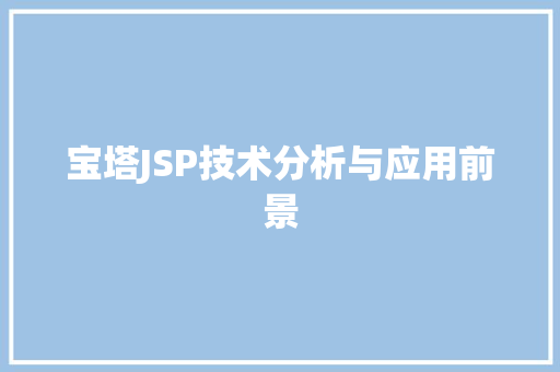 宝塔JSP技术分析与应用前景