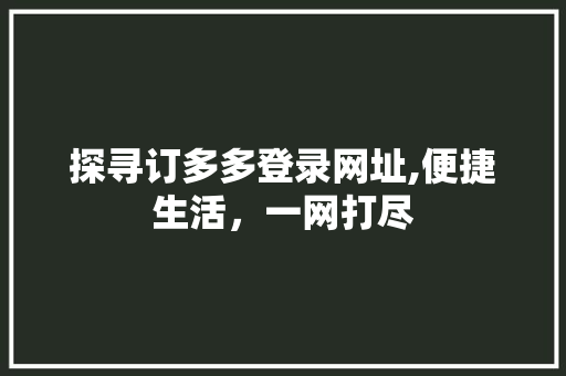 探寻订多多登录网址,便捷生活，一网打尽