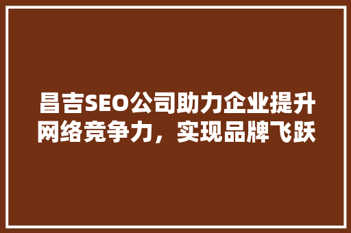 昌吉SEO公司助力企业提升网络竞争力，实现品牌飞跃