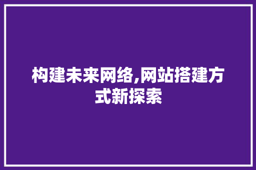 构建未来网络,网站搭建方式新探索