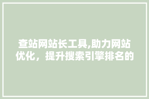 查站网站长工具,助力网站优化，提升搜索引擎排名的关键利器
