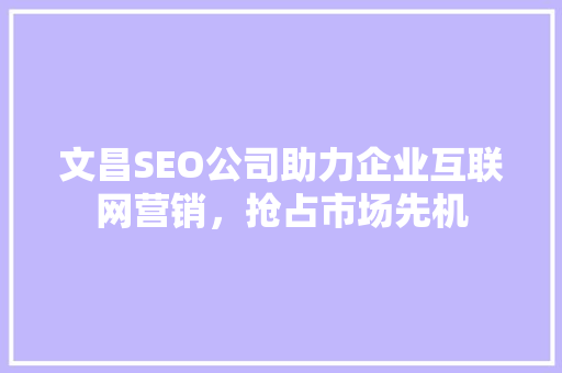 文昌SEO公司助力企业互联网营销，抢占市场先机