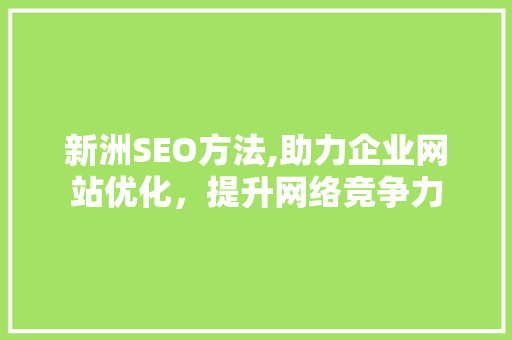 新洲SEO方法,助力企业网站优化，提升网络竞争力