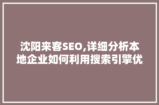 沈阳来客SEO,详细分析本地企业如何利用搜索引擎优化提升竞争力 沈阳来客SEO,详细分析本地企业如何利用搜索引擎优化提升竞争力 AI技术学习