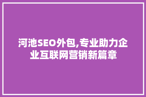 河池SEO外包,专业助力企业互联网营销新篇章