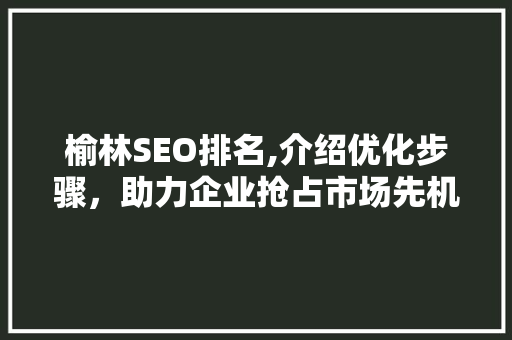 榆林SEO排名,介绍优化步骤，助力企业抢占市场先机