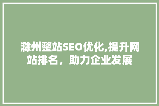 滁州整站SEO优化,提升网站排名，助力企业发展
