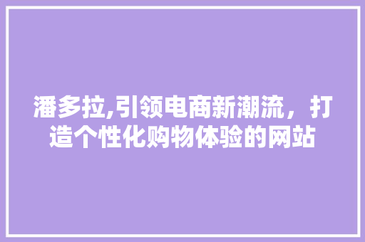 潘多拉,引领电商新潮流，打造个性化购物体验的网站