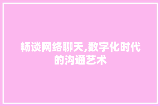 畅谈网络聊天,数字化时代的沟通艺术