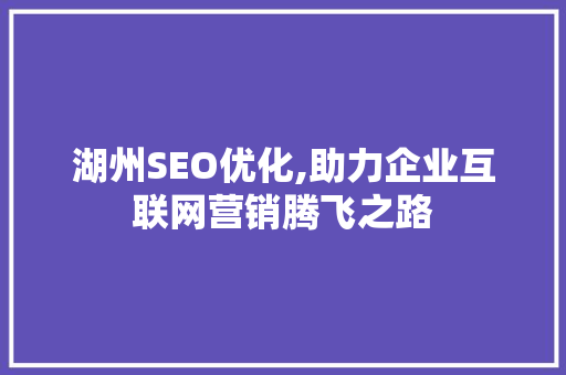 湖州SEO优化,助力企业互联网营销腾飞之路