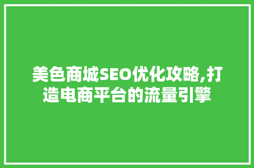 美色商城SEO优化攻略,打造电商平台的流量引擎