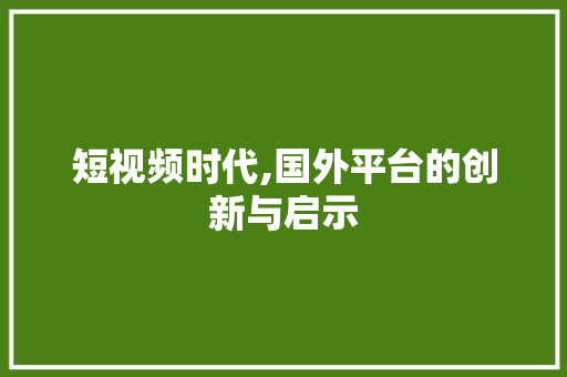 短视频时代,国外平台的创新与启示