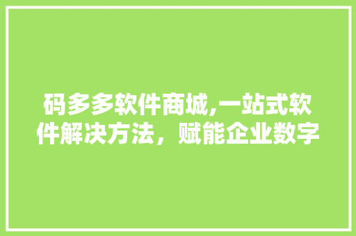 码多多软件商城,一站式软件解决方法，赋能企业数字化升级 码多多软件商城,一站式软件解决方法，赋能企业数字化升级 头条优化