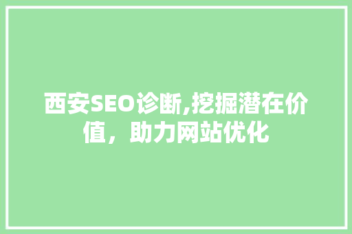 西安SEO诊断,挖掘潜在价值，助力网站优化