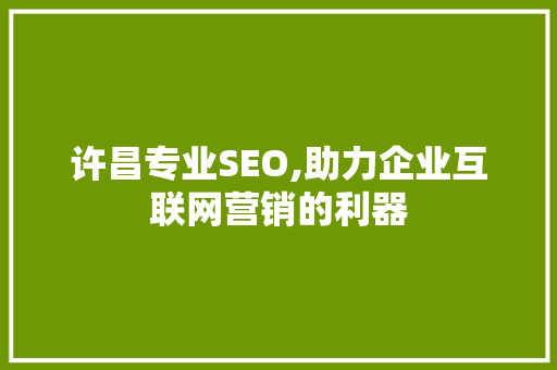 许昌专业SEO,助力企业互联网营销的利器(许昌专业seo首选)