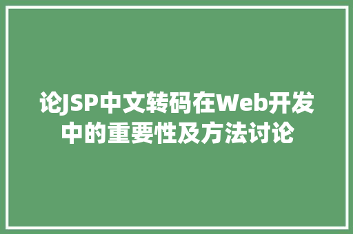 论JSP中文转码在Web开发中的重要性及方法讨论