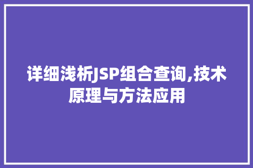 详细浅析JSP组合查询,技术原理与方法应用