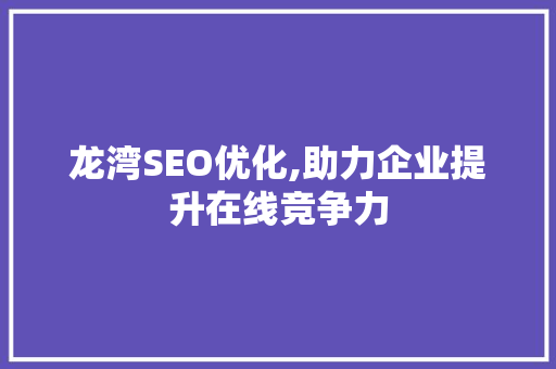 龙湾SEO优化,助力企业提升在线竞争力