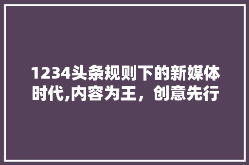 1234头条规则下的新媒体时代,内容为王，创意先行