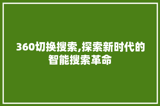360切换搜索,探索新时代的智能搜索革命