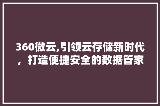 360微云,引领云存储新时代，打造便捷安全的数据管家