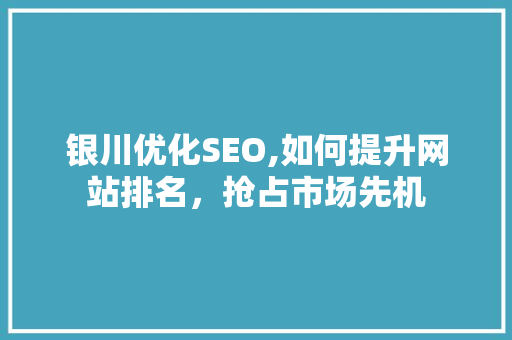 银川优化SEO,如何提升网站排名，抢占市场先机
