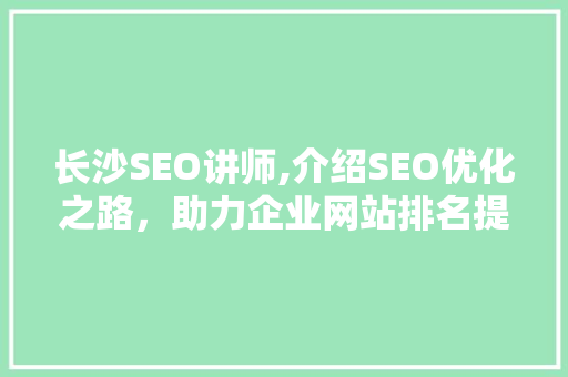 长沙SEO讲师,介绍SEO优化之路，助力企业网站排名提升