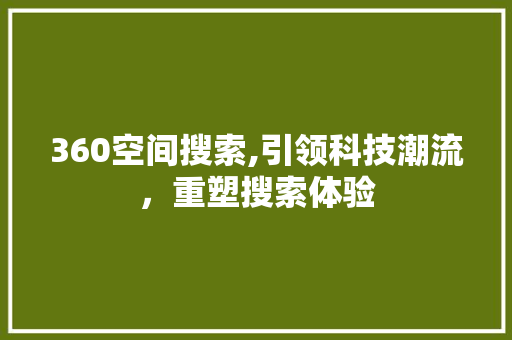 360空间搜索,引领科技潮流，重塑搜索体验 360空间搜索,引领科技潮流，重塑搜索体验 网站优化