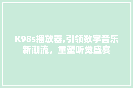 K98s播放器,引领数字音乐新潮流，重塑听觉盛宴