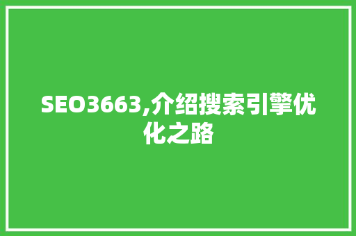 SEO3663,介绍搜索引擎优化之路 SEO3663,介绍搜索引擎优化之路 网站开发