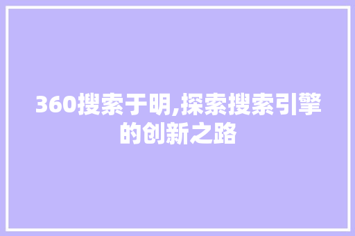 360搜索于明,探索搜索引擎的创新之路