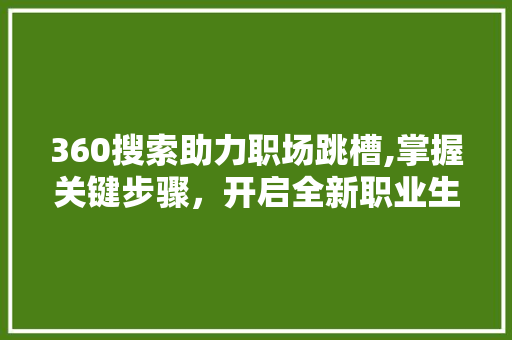 360搜索助力职场跳槽,掌握关键步骤，开启全新职业生涯
