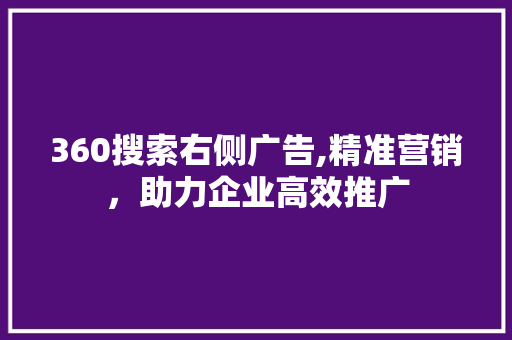 360搜索右侧广告,精准营销，助力企业高效推广