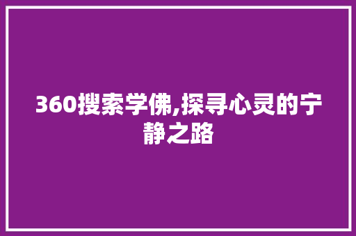 360搜索学佛,探寻心灵的宁静之路 360搜索学佛,探寻心灵的宁静之路 网站开发