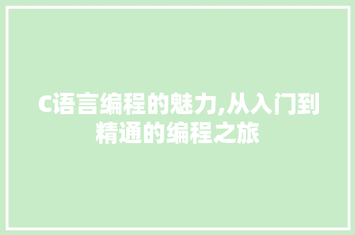 C语言编程的魅力,从入门到精通的编程之旅 C语言编程的魅力,从入门到精通的编程之旅 网站开发