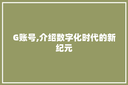 G账号,介绍数字化时代的新纪元 G账号,介绍数字化时代的新纪元 英文谷歌算法