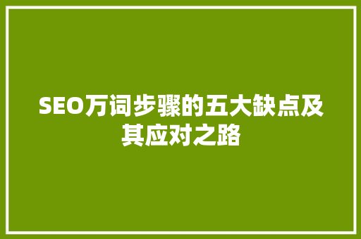 SEO万词步骤的五大缺点及其应对之路