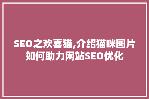 SEO之欢喜猫,介绍猫咪图片如何助力网站SEO优化