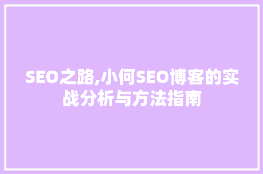SEO之路,小何SEO博客的实战分析与方法指南 SEO之路,小何SEO博客的实战分析与方法指南 小程序开发