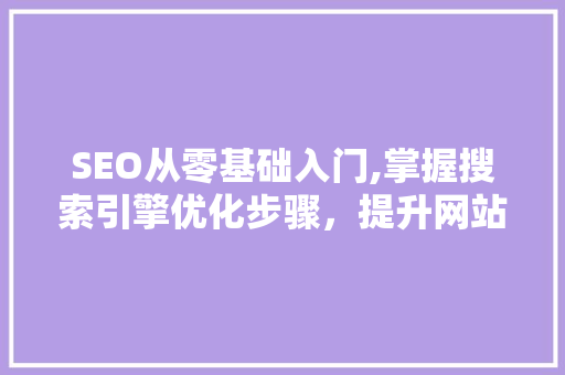 SEO从零基础入门,掌握搜索引擎优化步骤，提升网站排名 SEO从零基础入门,掌握搜索引擎优化步骤，提升网站排名 英文谷歌算法