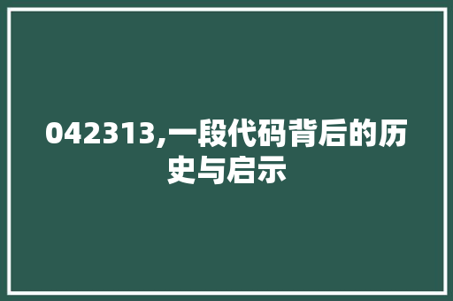 042313,一段代码背后的历史与启示