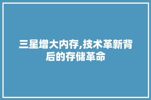 三星增大内存,技术革新背后的存储革命