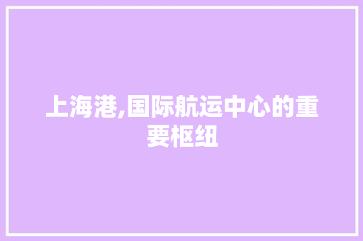 上海港,国际航运中心的重要枢纽 上海港,国际航运中心的重要枢纽 百度算法