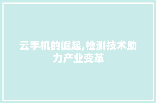云手机的崛起,检测技术助力产业变革