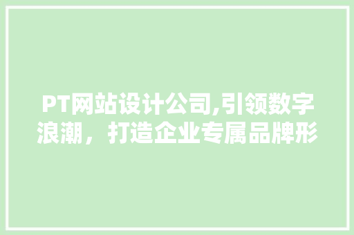 PT网站设计公司,引领数字浪潮，打造企业专属品牌形象
